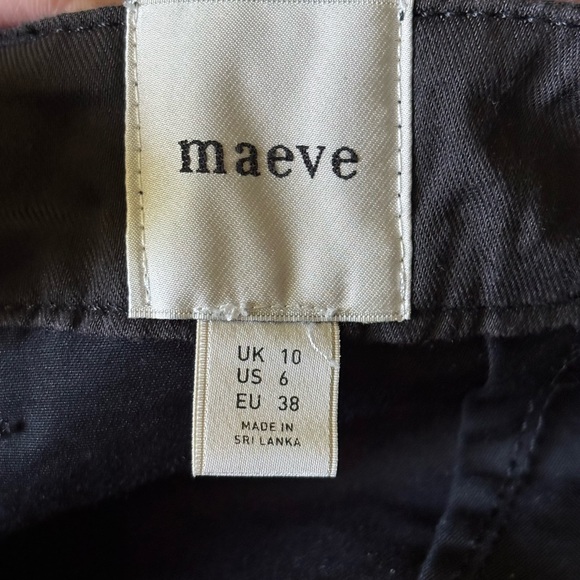 Anthropologie MAEVE CURVED CROPPED CHINO PANTS Blk - Sz 6 worn once - Picture 2 of 6